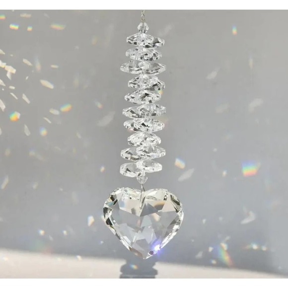 New! Clear Heart Crystal Prism Ball Pendant Home Window Decoration Suncatcher - Picture 6 of 8